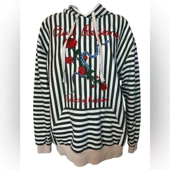 Civil Regime Embroidered Tunic Length Hooded Pullover - Picture 1 of 8